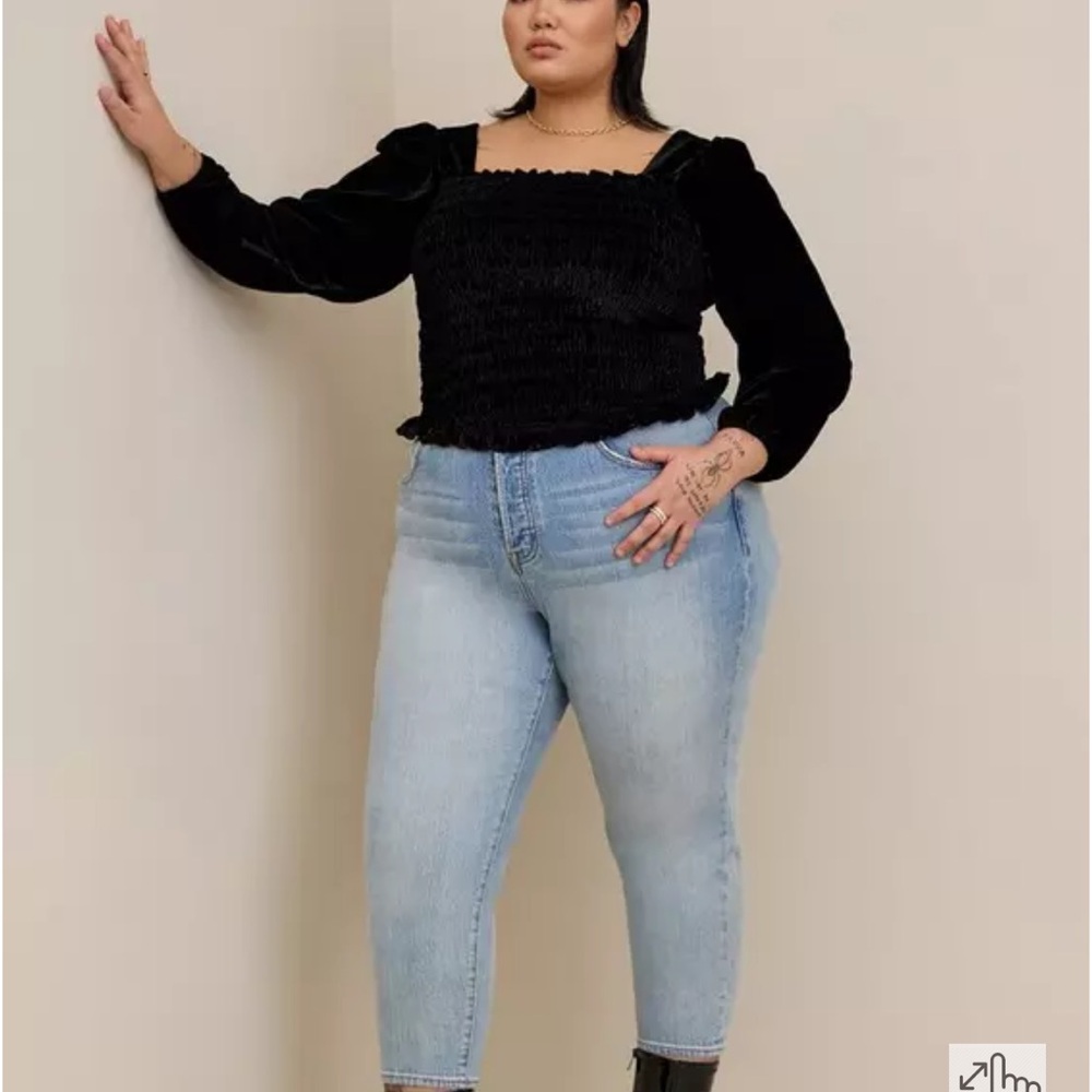 Torrid Black Velvet Smocked Blouse - Picture 2 of 9